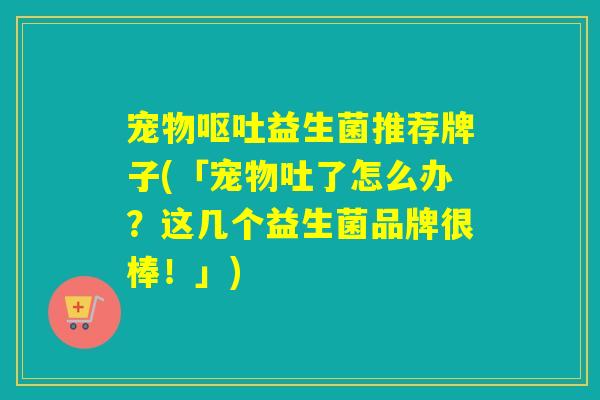 宠物呕吐益生菌推荐牌子(「宠物吐了怎么办？这几个益生菌品牌很棒！」)