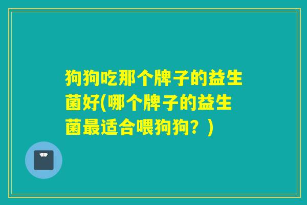 狗狗吃那个牌子的益生菌好(哪个牌子的益生菌最适合喂狗狗？)