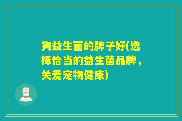 狗益生菌的牌子好(选择恰当的益生菌品牌,关爱宠物健康) 狗益生菌的牌子好(选择恰当的益生菌品牌,关爱宠物健康)