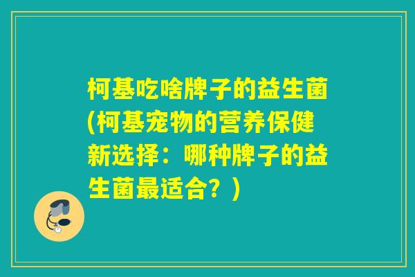 柯基吃啥牌子的益生菌(柯基宠物的营养保健新选择：哪种牌子的益生菌最适合？)
