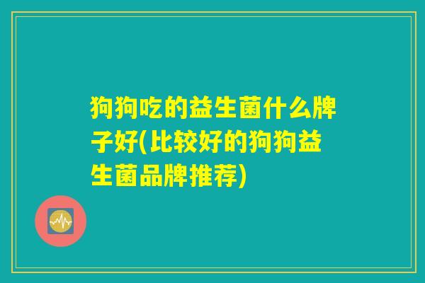 狗狗吃的益生菌什么牌子好(比较好的狗狗益生菌品牌推荐)