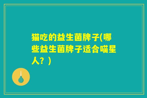 猫吃的益生菌牌子(哪些益生菌牌子适合喵星人？)