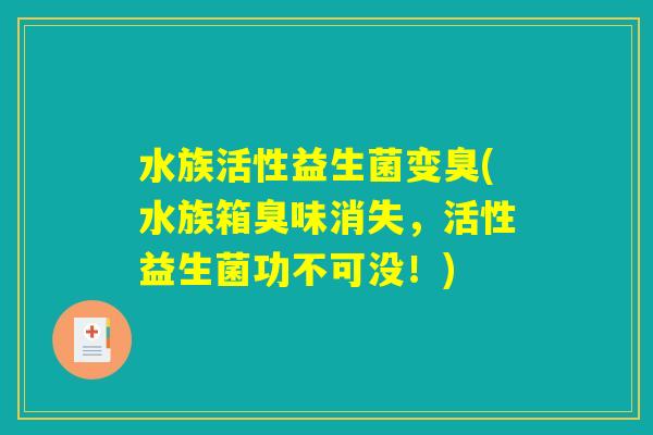 水族活性益生菌变臭(水族箱臭味消失，活性益生菌功不可没！)