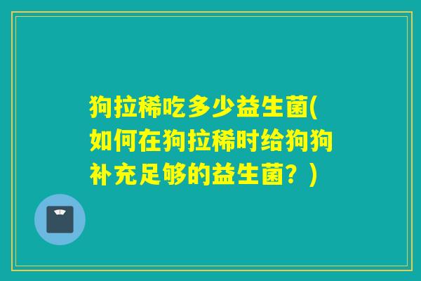 狗拉稀吃多少益生菌(如何在狗拉稀时给狗狗补充足够的益生菌？)