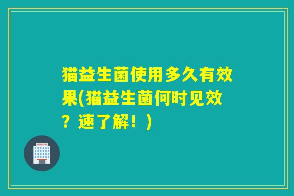猫益生菌使用多久有效果(猫益生菌何时见效？速了解！)