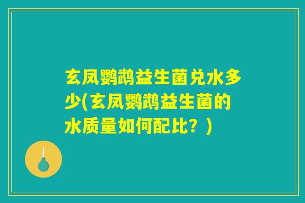 玄凤鹦鹉益生菌兑水多少(玄凤鹦鹉益生菌的水质量如何配比？)