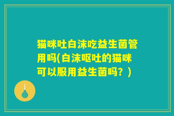 猫咪吐白沫吃益生菌管用吗(白沫呕吐的猫咪可以服用益生菌吗？)