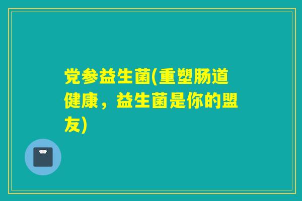 党参益生菌(重塑肠道健康，益生菌是你的盟友)