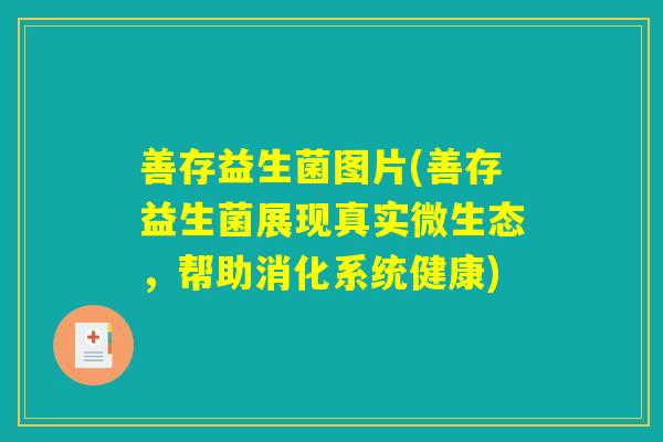 善存益生菌图片(善存益生菌展现真实微生态，帮助消化系统健康)
