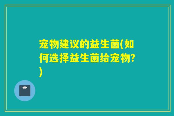 宠物建议的益生菌(如何选择益生菌给宠物？)