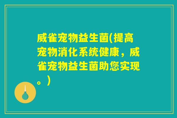 威雀宠物益生菌(提高宠物消化系统健康，威雀宠物益生菌助您实现。)