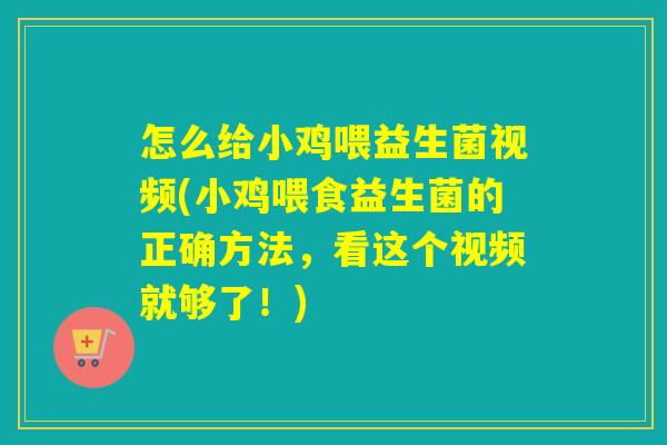 怎么给小鸡喂益生菌视频(小鸡喂食益生菌的正确方法，看这个视频就够了！)
