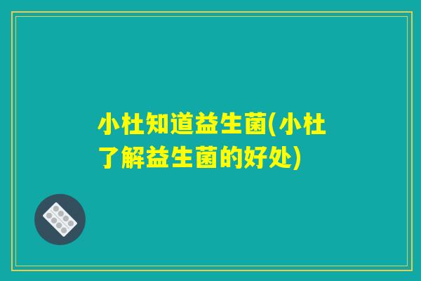 小杜知道益生菌(小杜了解益生菌的好处)
