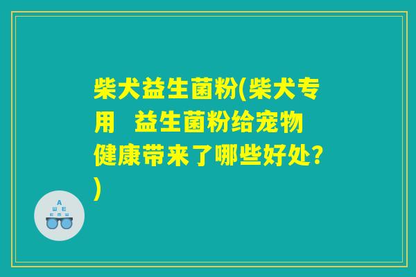 柴犬益生菌粉(柴犬专用  益生菌粉给宠物健康带来了哪些好处？)
