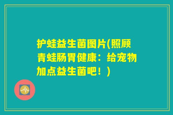 护蛙益生菌图片(照顾青蛙肠胃健康：给宠物加点益生菌吧！)