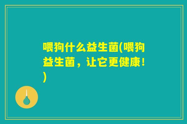 喂狗什么益生菌(喂狗益生菌，让它更健康！)
