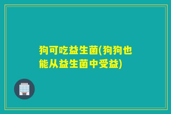 狗可吃益生菌(狗狗也能从益生菌中受益)