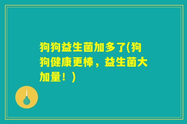 狗狗益生菌加多了(狗狗健康更棒，益生菌大加量！)