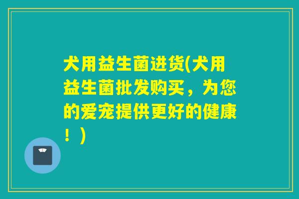 犬用益生菌进货(犬用益生菌批发购买，为您的爱宠提供更好的健康！)