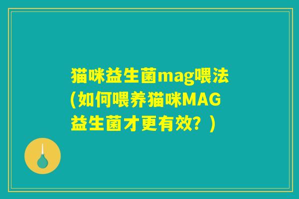 猫咪益生菌mag喂法(如何喂养猫咪MAG益生菌才更有效?) 猫咪益生菌mag喂法(如何喂养猫咪MAG益生菌才更有效?)