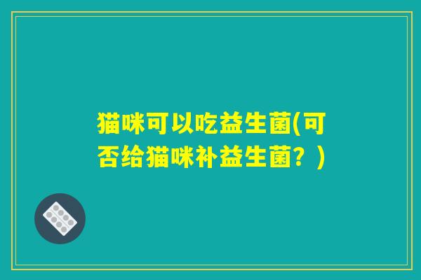 猫咪可以吃益生菌(可否给猫咪补益生菌？)