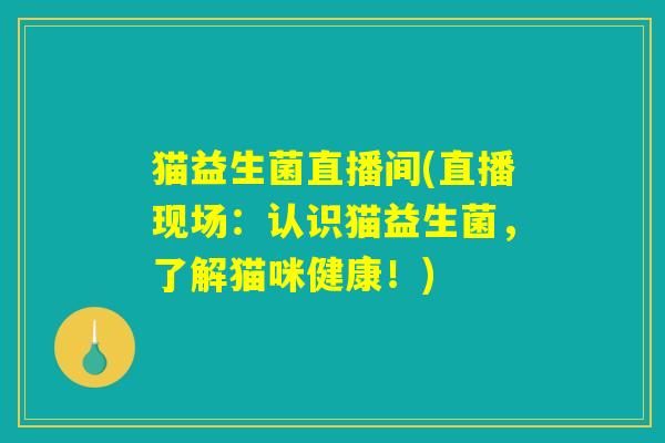 猫益生菌直播间(直播现场：认识猫益生菌，了解猫咪健康！)