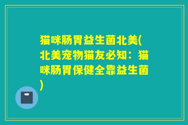 猫咪肠胃益生菌北美(北美宠物猫友必知:猫咪肠胃保健全靠益生菌) 猫咪肠胃益生菌北美(北美宠物猫友必知:猫咪肠胃保健全靠益生菌)