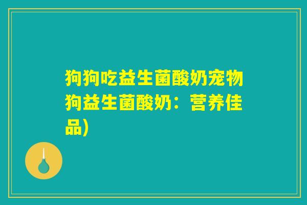 狗狗吃益生菌酸奶宠物狗益生菌酸奶：营养佳品)