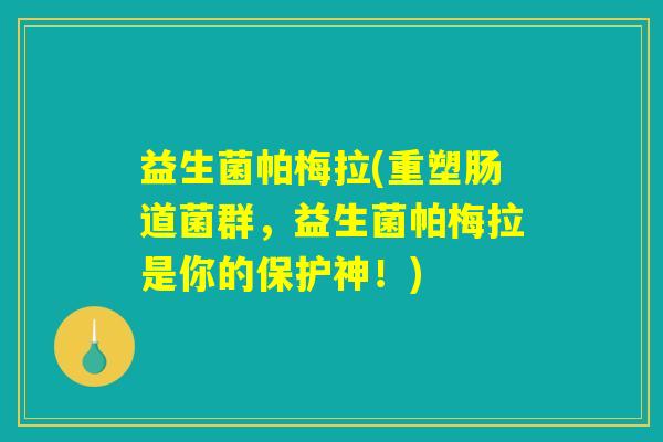 益生菌帕梅拉(重塑肠道菌群，益生菌帕梅拉是你的保护神！)