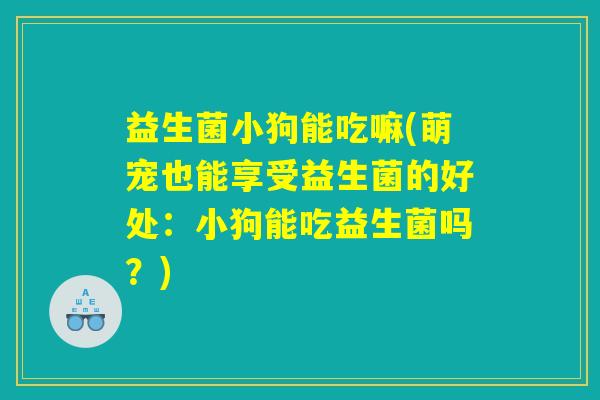 益生菌小狗能吃嘛(萌宠也能享受益生菌的好处：小狗能吃益生菌吗？)