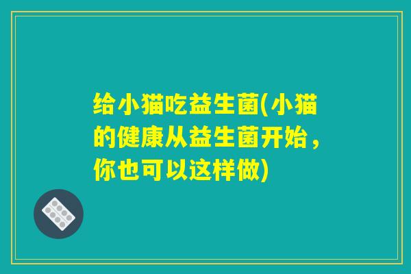 给小猫吃益生菌(小猫的健康从益生菌开始，你也可以这样做)