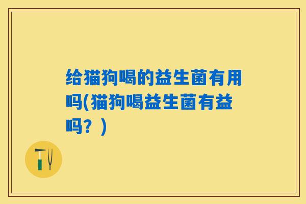 给猫狗喝的益生菌有用吗(猫狗喝益生菌有益吗?) 给猫狗喝的益生菌有用吗(猫狗喝益生菌有益吗?)