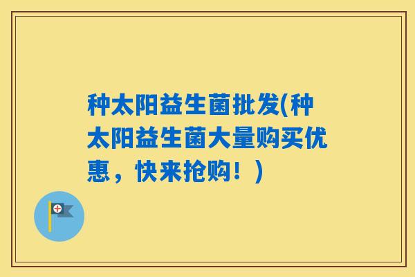 种太阳益生菌批发(种太阳益生菌大量购买优惠，快来抢购！)