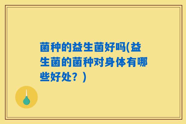 菌种的益生菌好吗(益生菌的菌种对身体有哪些好处？)