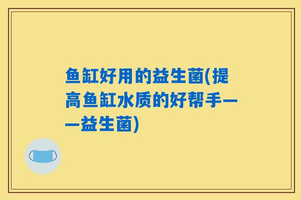 鱼缸好用的益生菌(提高鱼缸水质的好帮手——益生菌)