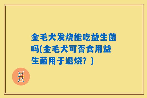 金毛犬发烧能吃益生菌吗(金毛犬可否食用益生菌用于退烧?) 金毛犬发烧能吃益生菌吗(金毛犬可否食用益生菌用于退烧?)