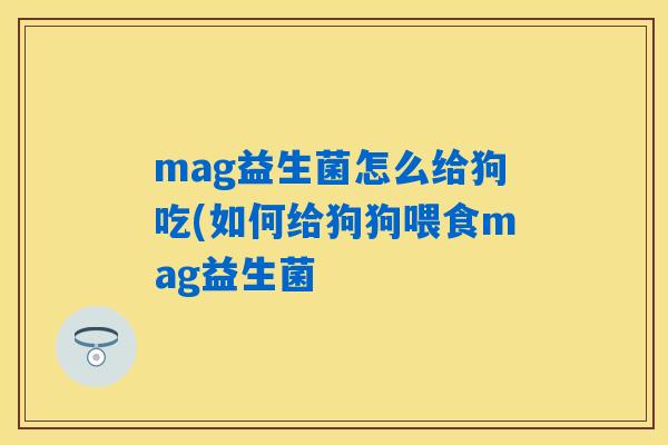 mag益生菌怎么给狗吃(如何给狗狗喂食mag益生菌