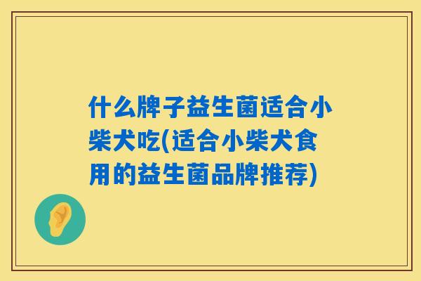 什么牌子益生菌适合小柴犬吃(适合小柴犬食用的益生菌品牌推荐)