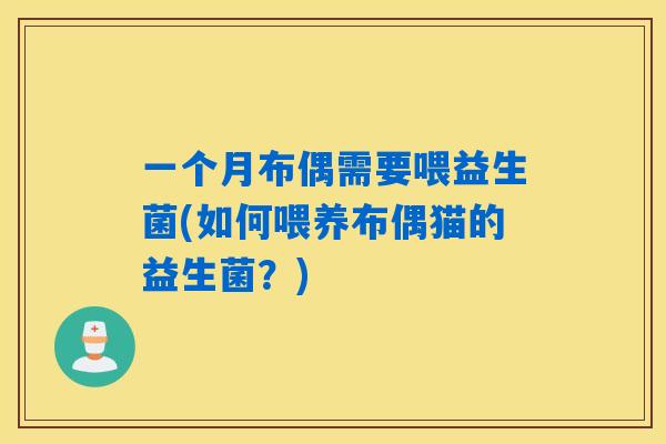 一个月布偶需要喂益生菌(如何喂养布偶猫的益生菌？)
