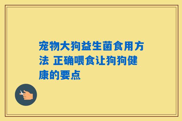 宠物大狗益生菌食用方法 正确喂食让狗狗健康的要点