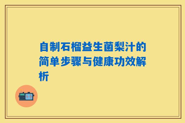 自制石榴益生菌梨汁的简单步骤与健康功效解析 自制石榴益生菌梨汁的简单步骤与健康功效解析