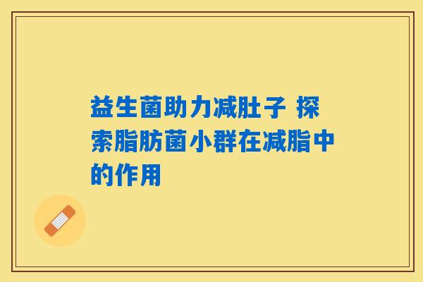 益生菌助力减肚子 探索脂肪菌小群在减脂中的作用