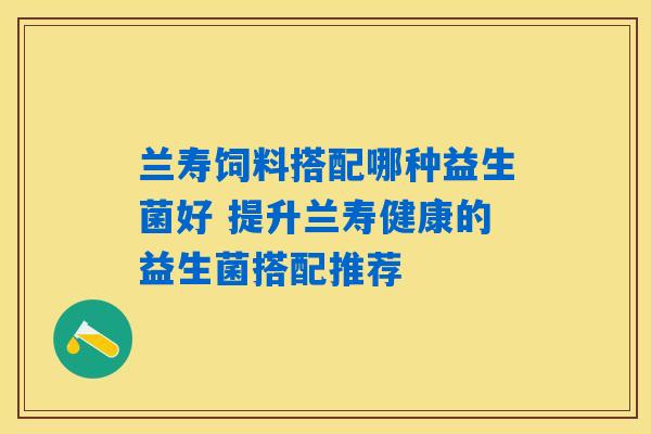 兰寿饲料搭配哪种益生菌好 提升兰寿健康的益生菌搭配推荐 兰寿饲料搭配哪种益生菌好 提升兰寿健康的益生菌搭配推荐
