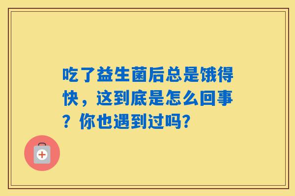 吃了益生菌后总是饿得快,这到底是怎么回事?你也遇到过吗? 吃了益生菌后总是饿得快,这到底是怎么回事?你也遇到过吗?