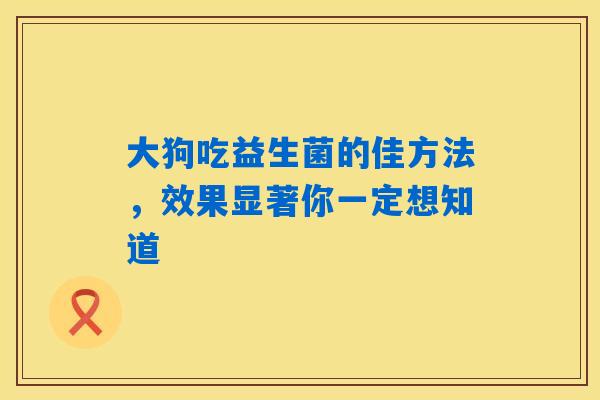 详细阅读:大狗吃益生菌的佳方法,效果显著你一定想知道 大狗吃益生菌的佳方法,效果显著你一定想知道