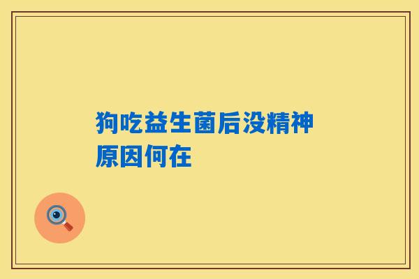 狗吃益生菌后没精神 原因何在 狗吃益生菌后没精神 原因何在
