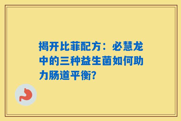 揭开比菲配方：必慧龙中的三种益生菌如何助力肠道平衡？