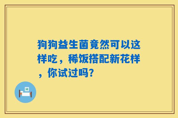 狗狗益生菌竟然可以这样吃，稀饭搭配新花样，你试过吗？