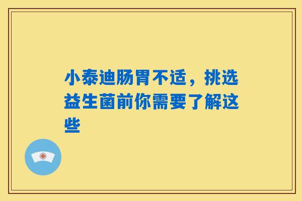 小泰迪肠胃不适，挑选益生菌前你需要了解这些