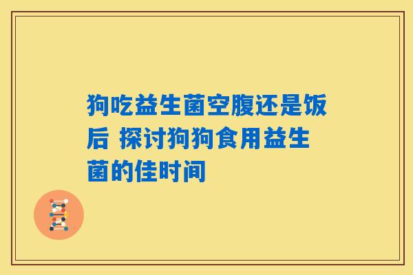 狗吃益生菌空腹还是饭后 探讨狗狗食用益生菌的佳时间